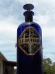 Early F.  E.  Damian Cobalt Blue Apothecary Drugstore Label Under Glass Lug Bottle Bottles & Jars photo 11