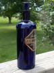 Early F.  E.  Damian Cobalt Blue Apothecary Drugstore Label Under Glass Lug Bottle Bottles & Jars photo 2