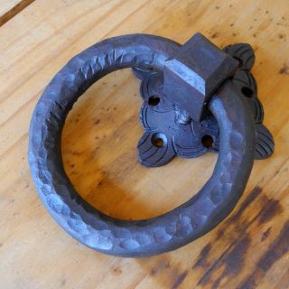 Rustic Forged Iron Ring Door Knocker Spanish Colonial Blacksmith Made Ri - 02 photo