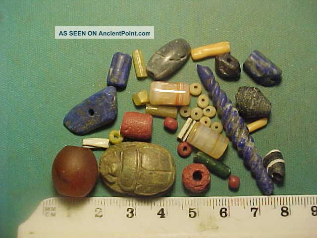 30,  Ancient Beads Circa 1000 Bc - 700 Ad,  Egyptian Scarab Amulet Roman photo