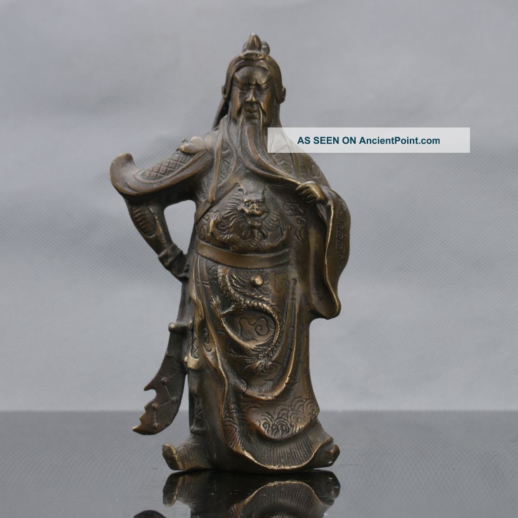 Chinese Brass Handwork Guan Gong Statue W Daqing Mark D187 Other Antique Chinese Statues photo