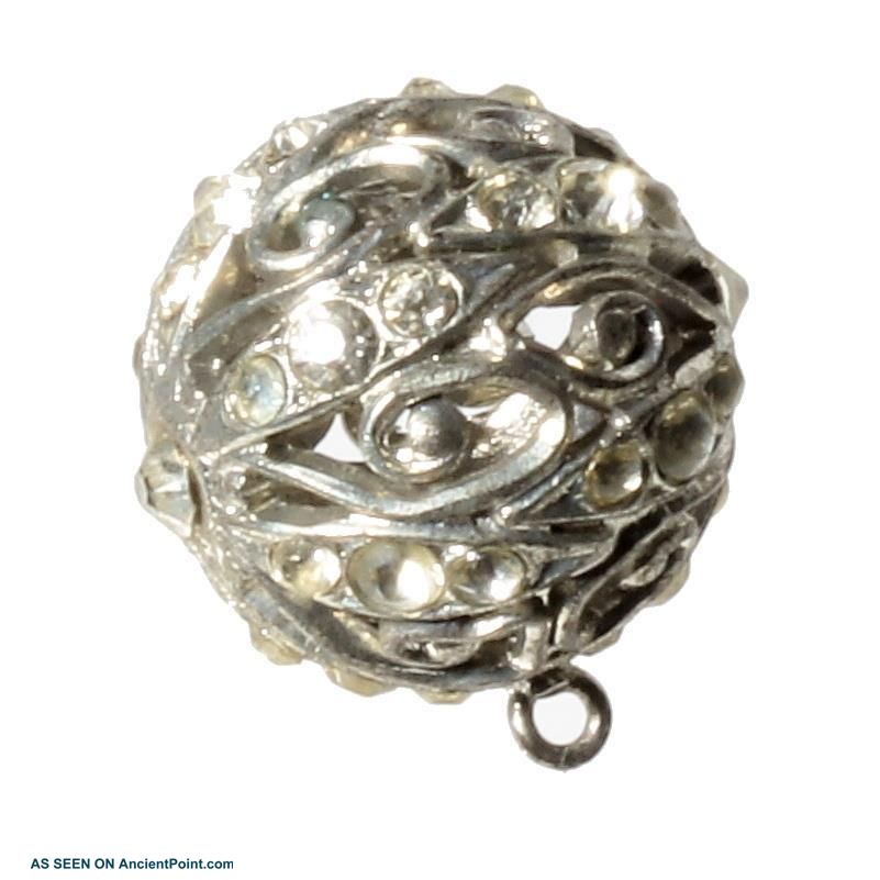 17mm Deco Czech Silver Floral Openwork Crystal Rhinestone Waistcoat Ball Button Buttons photo