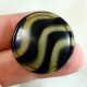 B517 1 Antique Button,  Celluloid Tight Top,  Black Zebra Stripes,  1 - 1/8 