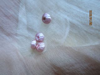 Tiniest Antique Hdmd Delicate Pale Pink Silk Passementerie Buttons Trim 4pc 1/4 