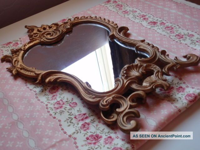 Antique Vintage Ormolu Rococo Ornate Gold Gilt Makeup Vanity Standing Mirror 1900-1950 photo