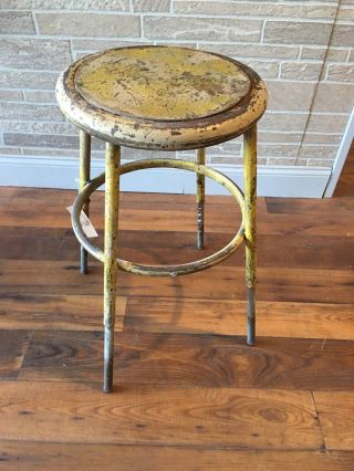 1950 ' S Vintage Industrial Adjustable Painted Shop Stool Steampunk Work Chair photo