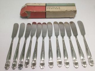 12 Danish Princess 1938 Holmes And Edwards Butter Spreaders W/ Box photo