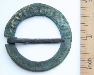 Ancient Old Ornament Bronze Fibula Brooch With Inscription (mcr01) photo