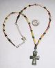Ancient Mideival Cross Pendant Bronze Roman Beads Glass Byzantine photo 1