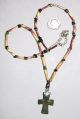 Ancient Mideival Cross Pendant Bronze Roman Beads Glass Byzantine photo 2