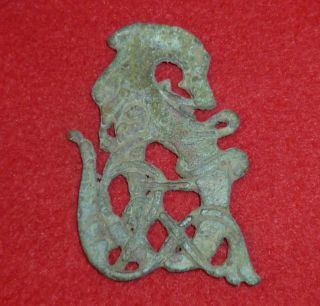 Celtic Ancient Artifact Zoomorphic Snake / Dragon Applique Circa 100 Bc - A32 photo