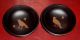 2 Wood Stacking Bowls Painted Black With Mustard Rack Primitive Crows Stars Primitives photo 1