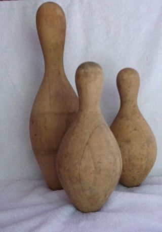 Antique Primitive Solid Wood Bowling Pins photo