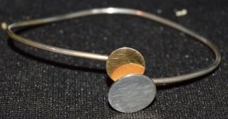 Desirable Betty Cooke Modernism Bangle Bracelet,  Sterling And 14 K Gold photo