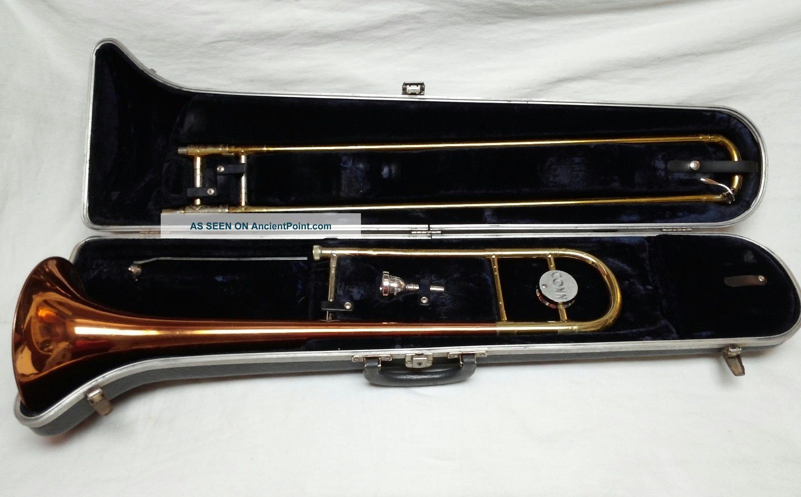 Vintage Conn 18h Jazz Trombone With Case & Bach 12c Mouthpiece &instrument Stand Brass photo