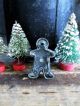 Antique Tin Toy Pan With Old Postcard Print Santa Primitives photo 3