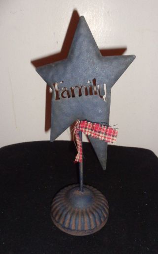Primitive Black Tin,  Family Star Candle Holder photo