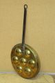 Extremely Rare Early 18th C Brass And Wrought Iron Long Handle Egg Poacher Primitives photo 2