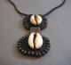 Vintage African Leather Brass & Cowrie Shell Necklace 24” 10g Jewelry photo 1