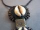 Vintage African Leather Brass & Cowrie Shell Necklace 24” 10g Jewelry photo 2