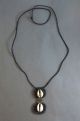 Vintage African Leather Brass & Cowrie Shell Necklace 24” 10g Jewelry photo 6