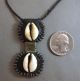 Vintage African Leather Brass & Cowrie Shell Necklace 24” 10g Jewelry photo 8