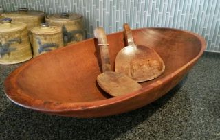 Early X Large Primitive Wooden Butter/dough Bowl 19thc - 22.  5 