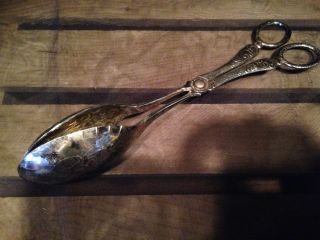 Vintage Silver Plated Serving Tongs Salad Spoon Fork Sheffield England photo