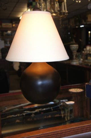 Vintage Dark Brown Globe Electric Table Lamp Ball Orb Designer Modern With Shade photo