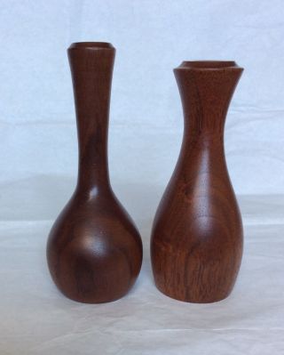 Two Vintage 1986 Wood Vases For Decorating Or Collecting Purposes,  Handcrafted photo