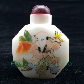 China ' S Old Coloured Glaze Hand - Painted Children Snuff Bottles photo