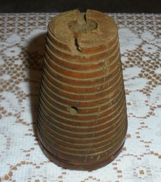 Vintage Antique Textile Yarn Thread Wood Beehive Spool Bobbin photo