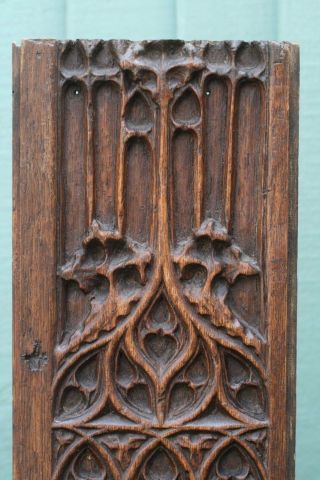 16thc Gothic Wooden Oak Panel With Tracery Carvings Of Church Orig C1590s photo