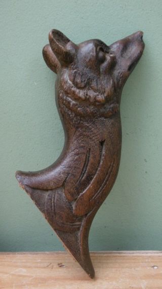 19thc Black Forest Oak Carved Fox Head Corbel C.  1870 (3) photo