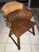 Vintage Romweber Viking Oak Arts & Craft Leather Back Captain Side Chair Post-1950 photo 2