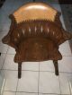Vintage Romweber Viking Oak Arts & Craft Leather Back Captain Side Chair Post-1950 photo 3