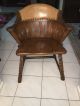 Vintage Romweber Viking Oak Arts & Craft Leather Back Captain Side Chair Post-1950 photo 4