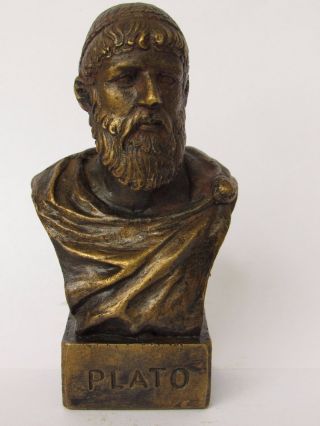Bronze Bust Plato Figure Sculpture Greek Philosopher Student Of Socrates photo
