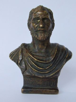 Bronze Bust Heraclitus Figure Sculpture Greek Philosopher And Scientist photo