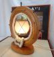 Vintage Wheel Table Lamp Nautical Decor Vintage Ships Wood Wooden Ship Light Vtg Art Deco photo 5