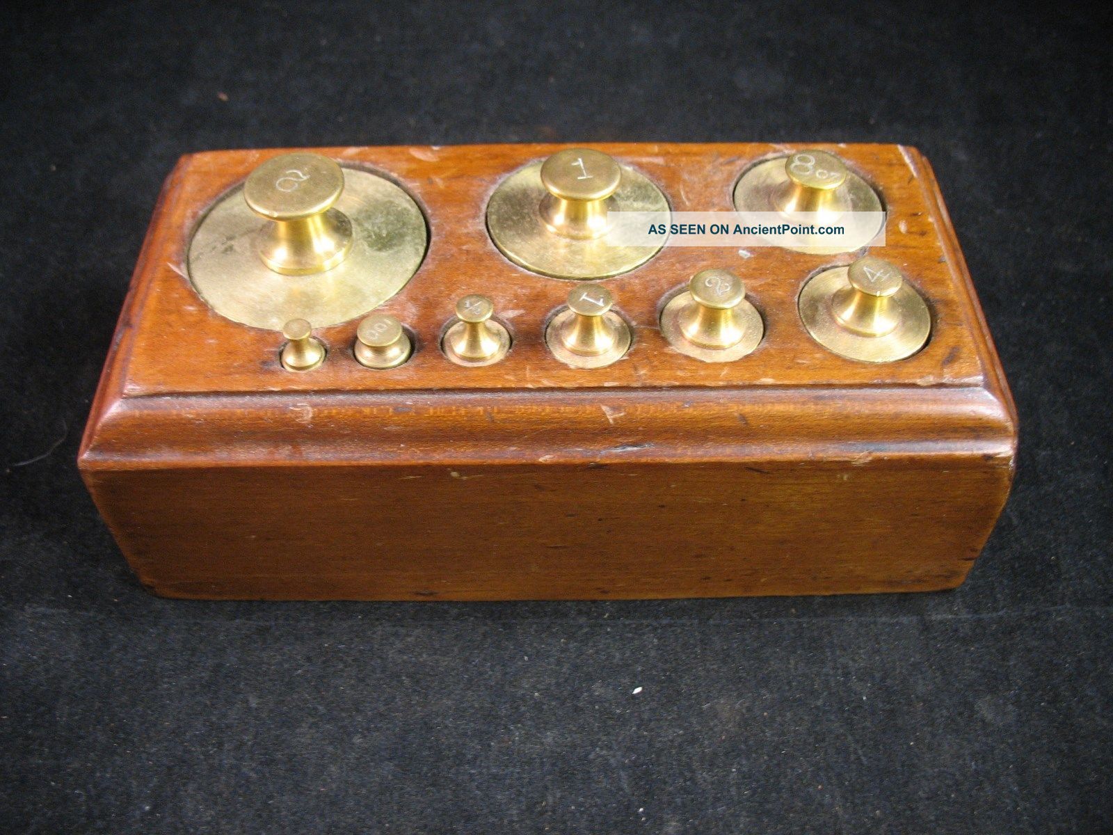 Antique Brass Weight 2 Lbs Down To 1 Gram Other Antique Science Equip photo