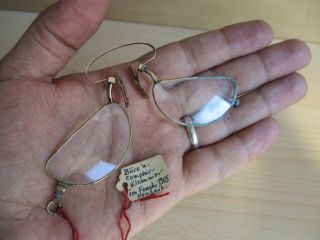 42 Old Antique Round Lens Reading Glasses Eyeglasses Pinch Nose Spring Bridge photo
