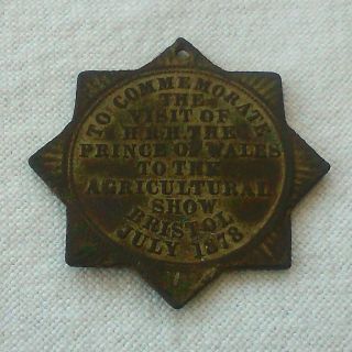 Prince Albert Medal Medallion Pendant 1878 Agricultural Show Bristol Rare Uk photo