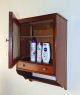 Antique French Mahogany Wooden Bathroom Mirror Medicine Wall Cabinet Apothecary 1900-1950 photo 8