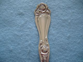Vintage Holmes & Edwards Silverplate Serving Spoon - American Beauty Rose - 1909 photo