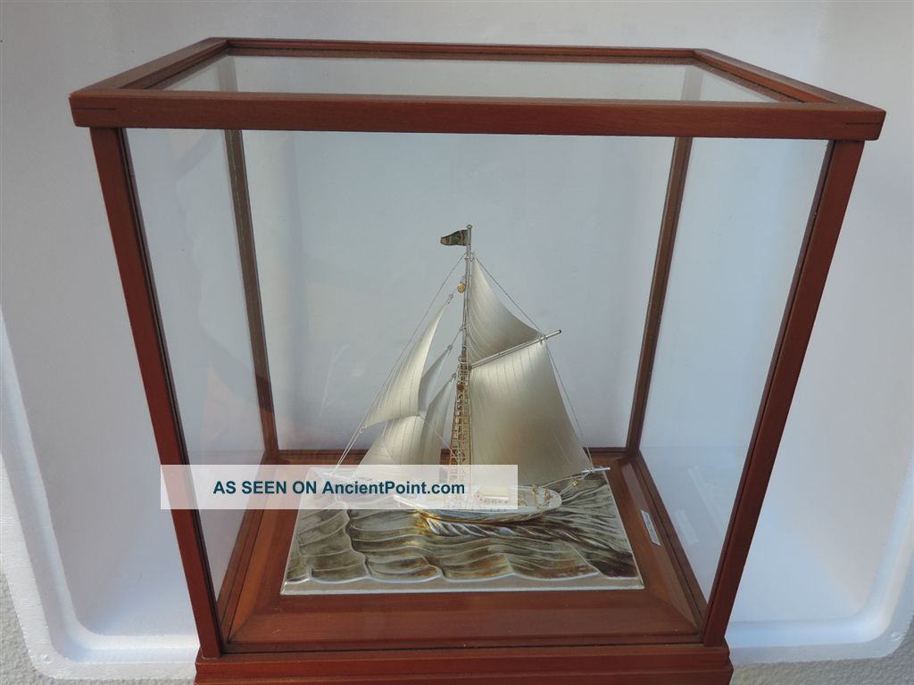 Large Japanese Signed Sterling Silver 985 Model Sailboat Ship Takehiko Japan Other Antique Sterling Silver photo