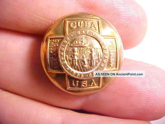 1898 - 99 Spanish American War Veterans Brass Uniform Button Vg, Buttons photo