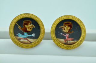 Victorian Hand Painted Pipe Man Buttons photo