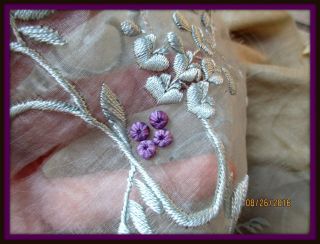 Tiny Antique Hdmd Delicate Lavender Purple Silk Passementerie Button Trim 4@1/4 