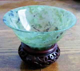 Antique Chinese Carved Green Spinach Jade 4 1/8 